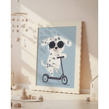Fuart.Co Scooter Dog Dijital Baskı Posteri (Çerçevesiz) Çocuk Odası Için Poster Nufu