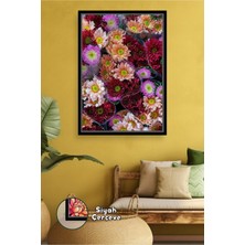 KOSS Dijital Renkli Kasımpatı Çiçek Desenli Dekoratif Tablo Salon ve Mutfak Için Çerçeveli Kanvas Tablo