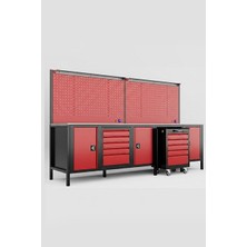 Dorf 3 Metre 5 Çekmeceli 3 Dolaplı Takım Arabalı Çalışma Tezgahı Boş