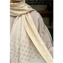 Verahed Kaşmir Dokulu Lv Desenli Çift Taraflı Kaşmir Ipek Şal Büyük Boy Kadın Omuz ve Boyun Şalı