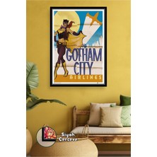 KOSS Dijital Batgirl Gotham City Temalı Duvar Tablosu Çocuk Genç Odası Dc Süper Kahraman Çerçeveli Kanvas Tablo