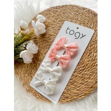 Aysskids Pembe Dantel ve Beyaz Fiyonk Kız Çocuk Bebek Toka Seti