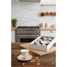 Glazze Mor Sarı 6 Lı Kahve Fincan Takımı