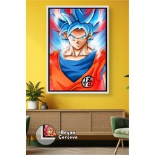 KOSS Dijital Dragon Ball Ultra Instinct Goku Mavi Aura Güç Patlaması Anime Figürlü Çerçeveli Kanvas Tablo