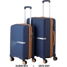 Mçs Bavul Orta ve Kabin 2li Set Kırılmaz Silikon Valiz V374 Laci/hardal