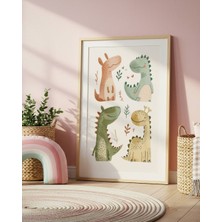 Fuart.Co Renkli Dinozorlar Dijital Baskı Posteri (Çerçevesiz) Çocuk Odası Için Poster Nufu