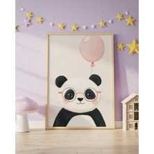 Fuart.Co Gözlüklü Panda Dijital Baskı Posteri (Çerçevesiz) Çocuk Odası Için Poster Nufu