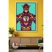 KOSS Dijital Flash Hız Temalı Duvar Dekoru Şimşek Amblemli Renkli Tasarım Oyun Odası Çerçeveli Kanvas Tablo