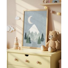 Fuart.Co Ayışığı ve Dağ Dijital Baskı Posteri (Çerçevesiz) Çocuk Odası Için Poster Nufu