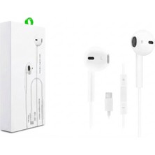 Marsilyan Type-C Mikrofonlu Kablolu Kulaklık - Ses Kontrol Tuşlu Beyaz (Tüm Type-C Cihazlarla Uyumlu)