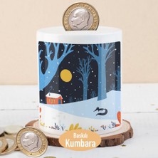 Asilmeydan Kar Manzaralı Dağ Evi Baskılı Para Birikim Kumbarası-21479