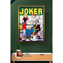 KOSS Dijital Joker Temalı Retro Berber Sahnesi Erkek Duvar Dekoru Berber ve Kuaförler Için Çerçeveli Kanvas Tablo