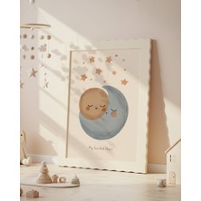 Fuart.Co Ay ve Bebek Dijital Baskı Posteri (Çerçevesiz) Çocuk Odası Için Poster Nufu