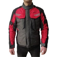 Venom Motosiklet Montu Kopenhag Gri-Kırmızı Full Koruma Motorcu Mont