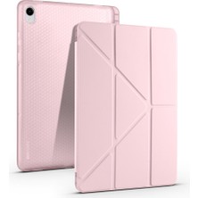 Nova Global Galaxy Tab S11 Kılıf Zore Tri Folding Kalem Bölmeli Standlı Kılıf - Rose Gold