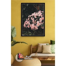 KOSS Dijital Pembe Çiçek Bahçesi Görünümlü Romantik Salon ve Yatak Odası Duvar Dekoru Çerçeveli Kanvas Tablo