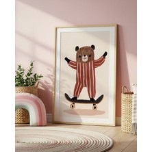 Fuart.Co Kaykayda Ayı Dijital Baskı Posteri (Çerçevesiz) Çocuk Odası Için Poster Nufu