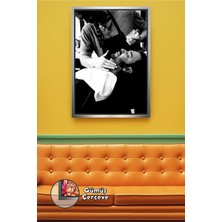 KOSS Dijital Berber ve Kuaför Salonları Için Siyah Beyaz Tıraş Erkek Bakım Duvar Dekoru Çerçeveli Kanvas Tablo