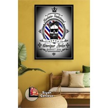 KOSS Dijital Berber Kuaför Salonları Için Barber Pole Logolu Sakallı Klasik Duvar Dekoru Çerçeveli Kanvas Tablo