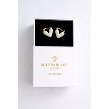 Milena Blake Inci Detaylı Kalpli Küpe, Çelik Kalpli Küpe