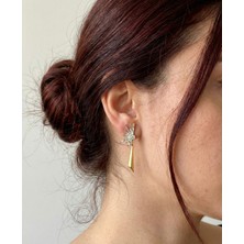 Milena Blake Altın Detaylı Işın Küpe, Aurora Işığı Altın Kaplama Küpe