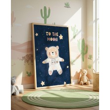 Fuart.Co To The Moon Ayı Dijital Baskı Posteri (Çerçevesiz) Çocuk Odası Için Poster Nufu