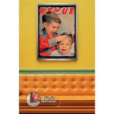 KOSS Dijital Berber ve Kuaförler Için Nostaljik Çocuk Tıraşı Dergi Kapak Tasarımı Çerçeveli Kanvas Tablo