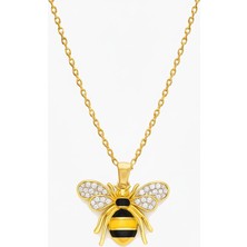 Silveranka 925 Ayar Gümüş Mineli Arı Tasarım Kolye