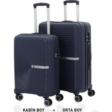 Mçs Bavul Orta ve Kabin 2li Set Kırılmaz Silikon Valiz V374 Laci