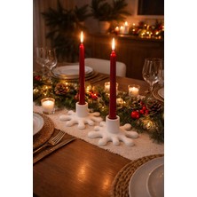 Liza Home Decoration El Yapımıdalga Desenli Mumluk 2’li Büyük Boy Şamdan/mumluk Minimal Dekoratif Set(Mumlar Dahil Değil)