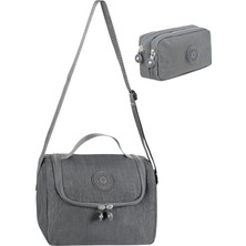 Çantaland 2’li Set Krinkıl Kumaş Termal Beslenme Çantası + Çift Bölmeli Kalemlik