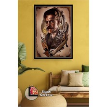 KOSS Dijital Berber Kuaför Salonları Için Jilet Detaylı Klasik Maskülen Duvar Dekoru Çerçeveli Kanvas Tablo