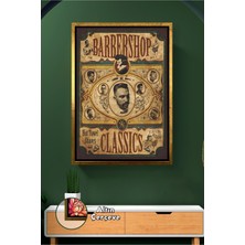 KOSS Dijital Barbershop Classics Retro Tasarım Nostaljik Berber ve Kuaför Salonları Için Çerçeveli Kanvas Tablo