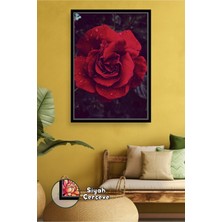 KOSS Dijital Kırmızı Gül Çiçekli Dekoratif Tablo Modern Salon ve Yatak Odası Için Çerçeveli Kanvas Tablo