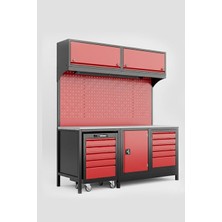 Dorf 2 Metre Modüler Üst Dolaplı 5 Çekmeceli Takım Arabalı Çalışma Tezgahı Boş