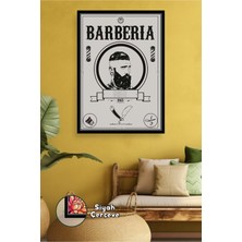 KOSS Dijital Berber ve Kuaför Salonları Için Klasik Barbershop Sakallı Erkek Duvar Dekoru Çerçeveli Kanvas Tablo