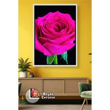 KOSS Dijital Pembe Gül Çiçek Desenli Modern Duvar Tablosu Salon Dekorasyonu Için Çerçeveli Kanvas Tablo