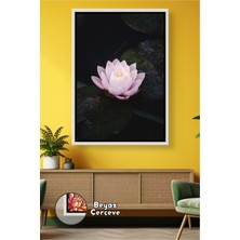KOSS Dijital Pembe Nilüfer Lotus Çiçeği Minimal Tasarım Salon Ofis Dinlenme Alanı Için Çerçeveli Kanvas Tablo