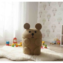 Sevimli Ayıcık Jüt Görünümlü Çocuk Odası Sepeti – El Emeği & Şık Tasarım