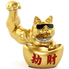 Katre46 Polyester Şanslı Kedi Figürü Dekoratif Hediyelik