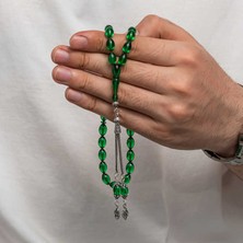 Katre46 Gümüş Püsküllü Sıkma Kehribar Tesbih