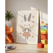 Fuart.Co Kanatlı Tavşan Dijital Baskı Posteri (Çerçevesiz) Çocuk Odası Için Poster Nufu