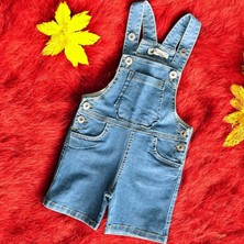 Rindo Kids Kot Şort Salopet - RN2427 - Mavi - 12 - 18 Ay Mavi