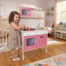 Toysilla Gerçekçi Ahşap Çocuk Mutfak Seti - LED Işıklı Ocak & Lavabo