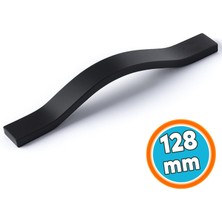 Nzb Mobilya Çekmece Kolu Mutfak Dolabı ve Kapak Kulpları Dayanıklı Siyah Metal Kulp 128 mm