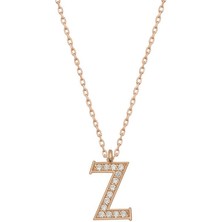 Katre46 925 Ayar Gümüş Rose Z Harfi Kadın Gümüş Kolye