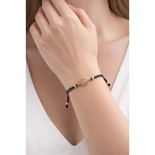 Feyz Tasarım Etnik Solar Siyah Ip Bileklik