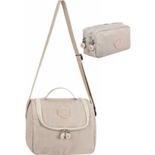 Çantaland 2’li Set Krinkıl Kumaş Termal Beslenme Çantası + Çift Bölmeli Kalemlik