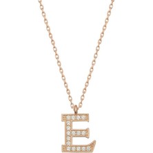 Katre46 925 Ayar Gümüş Rose E Harfi Kadın Gümüş Kolye