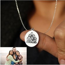 Sakura Accessories 925 Ayar Gümüş Kişiye Özel Fotoğraf Baskılı Kolye Modern Tasarım